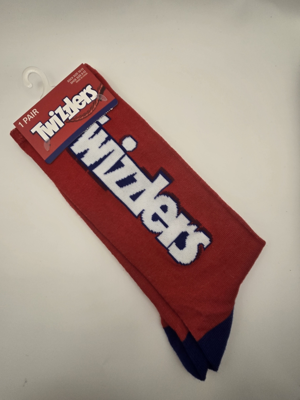 Red Graphic Crew Socks for Men - Bold Twizzler Logo Design